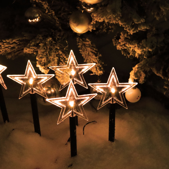 5 stk. solcellebelysning til vintersti