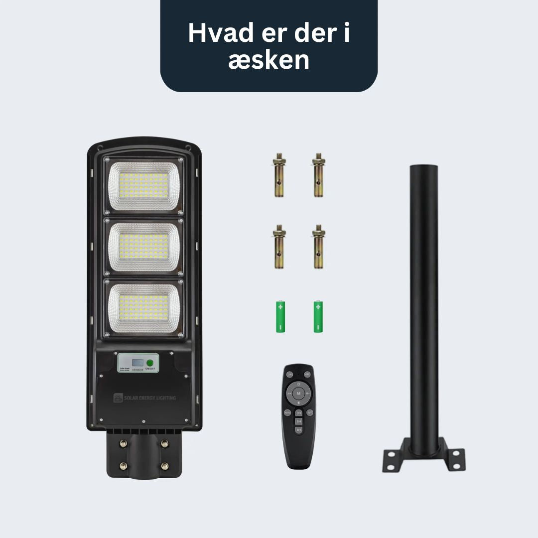 IlluminateSolarMega - 3 Lygter + 1 Gratis 375W/6500 Lumen Ultraklare Solcelle-gadelygter
