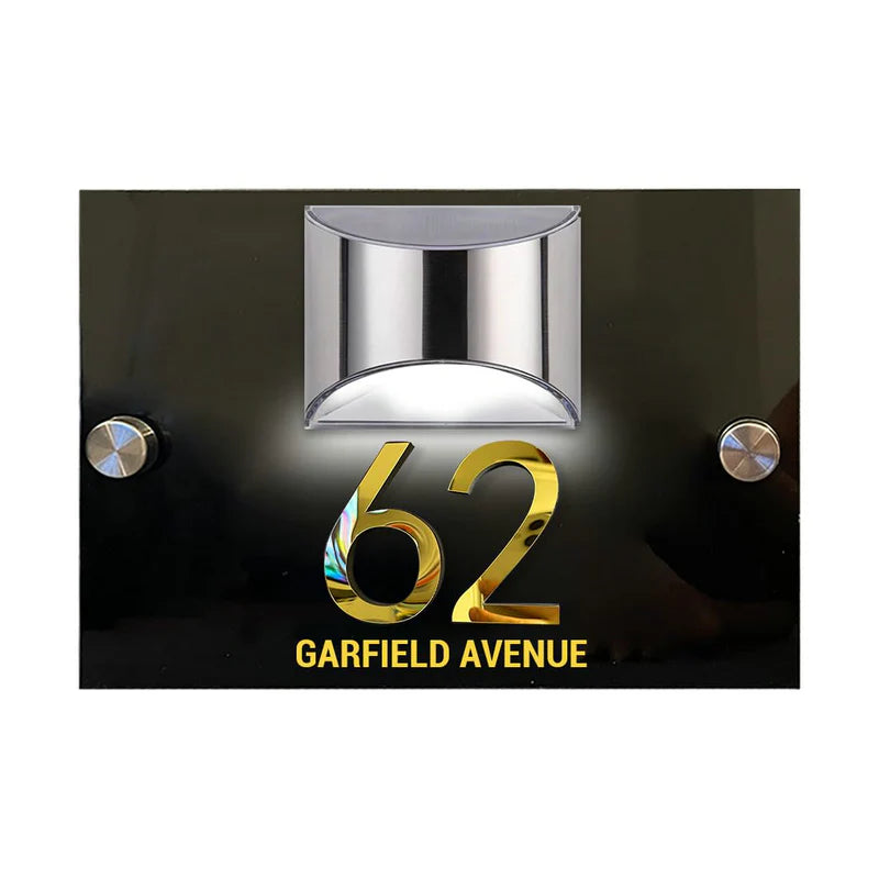 Personligt 3D LED-solcelle-husnummer