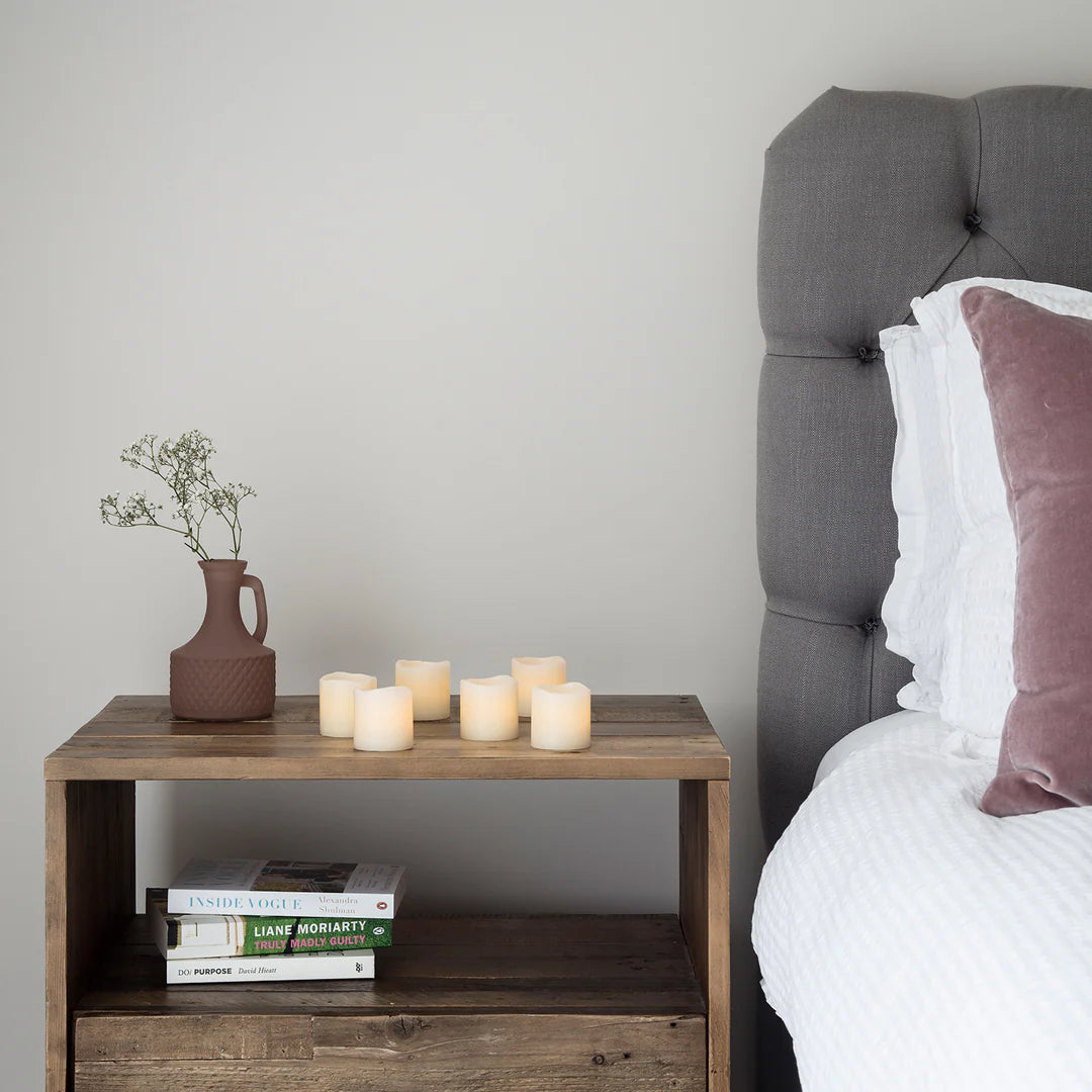 Sæt med 6 korte flammeløse LED-lys af voks