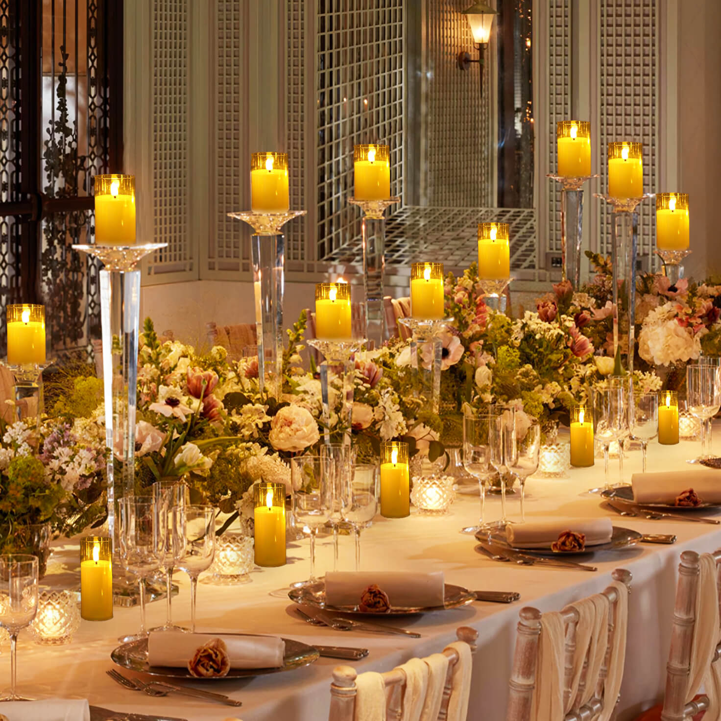 Sæt med 3 LED-lys i klart glas