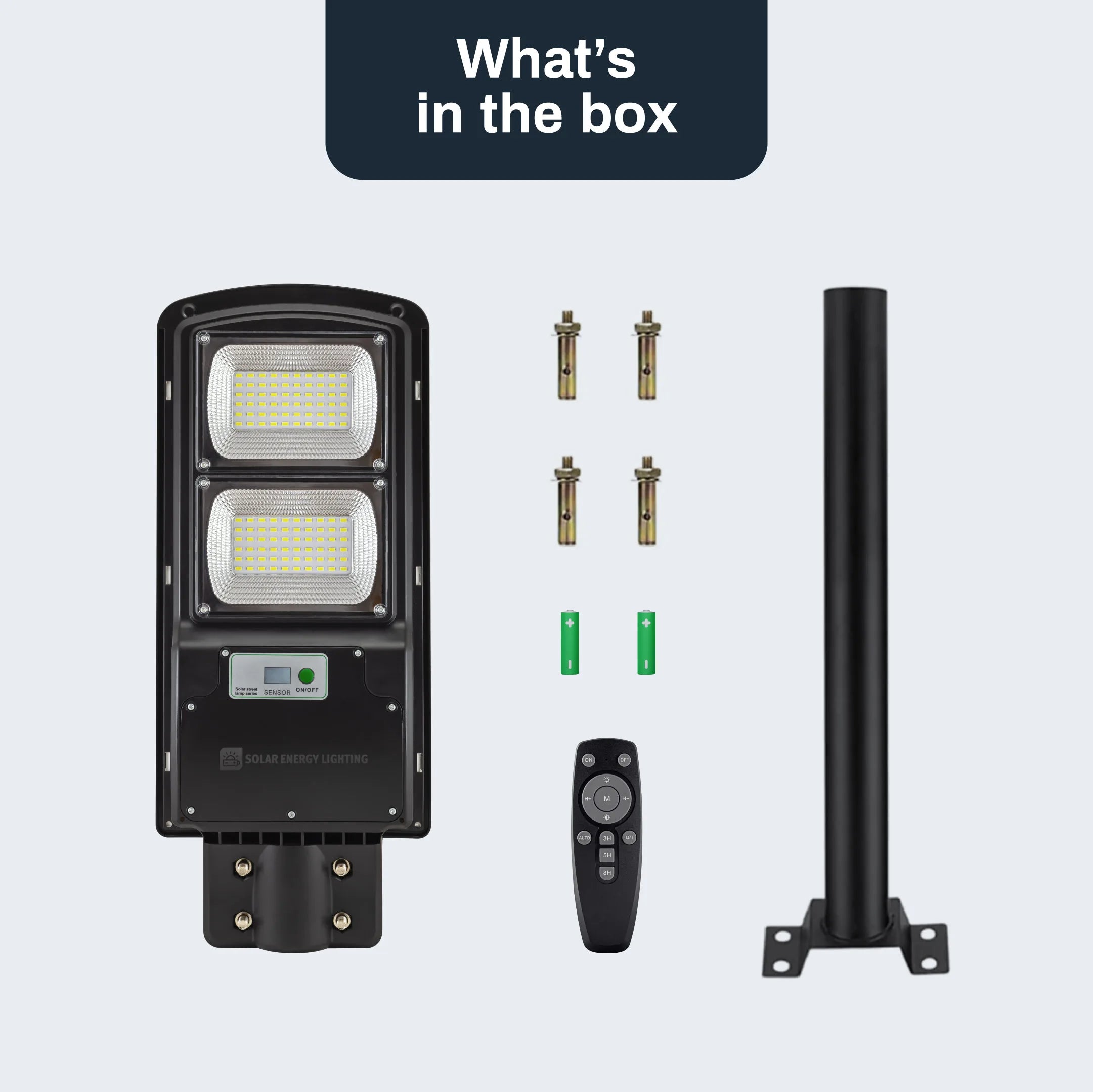 IlluminateSolarMega™- Den ultimative 300W/6000 lumen ultralyse solcelle-gadelygte (Bundle-tilbud)