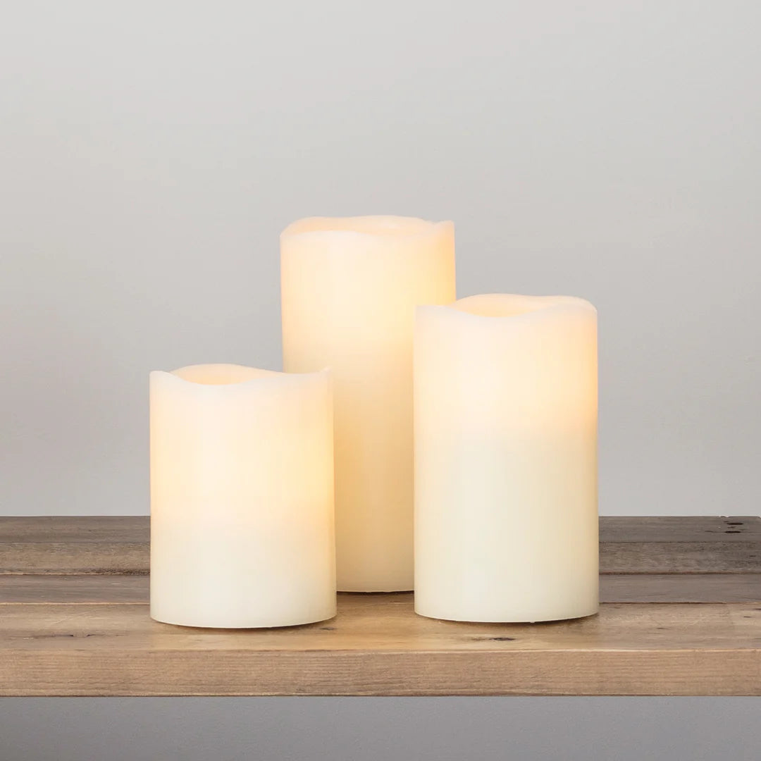 Sæt med 3 høje flammeløse LED-lys af voks