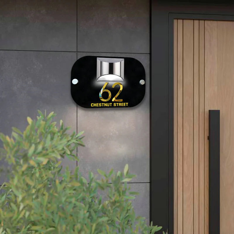 Personligt 3D LED-solcelle-husnummer