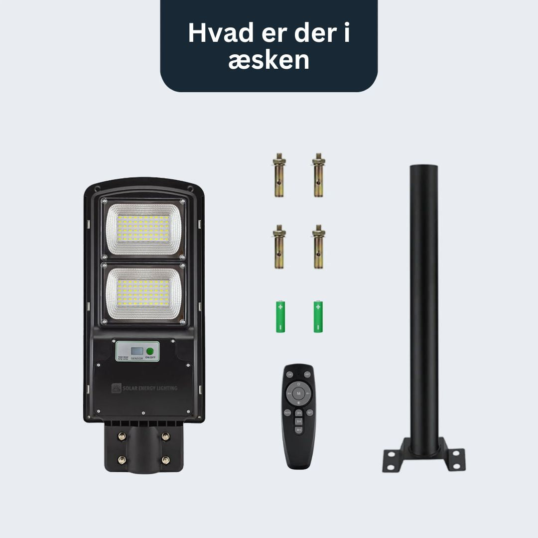 IlluminateSolarMega - 3 Lygter + 1 Gratis 300W/6000 Lumen Ultraklare Solcelle-gadelygter