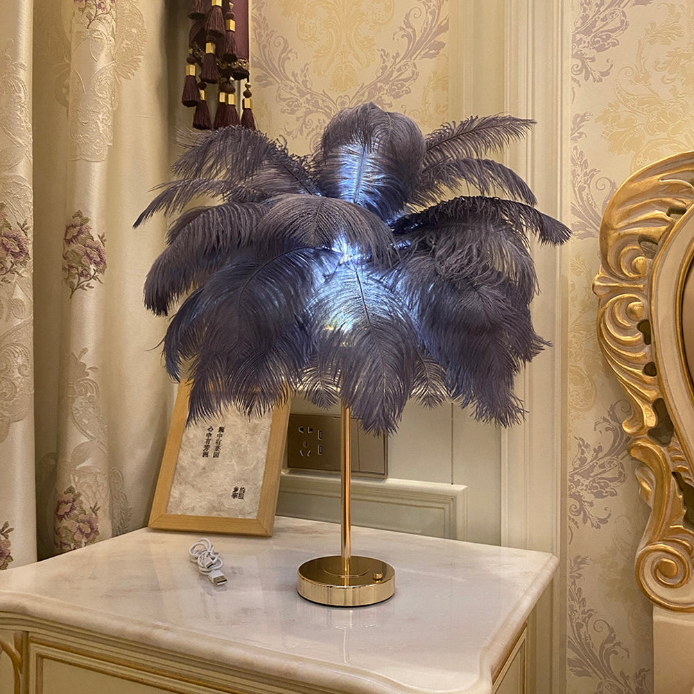 Feathra - fjerbordslampe