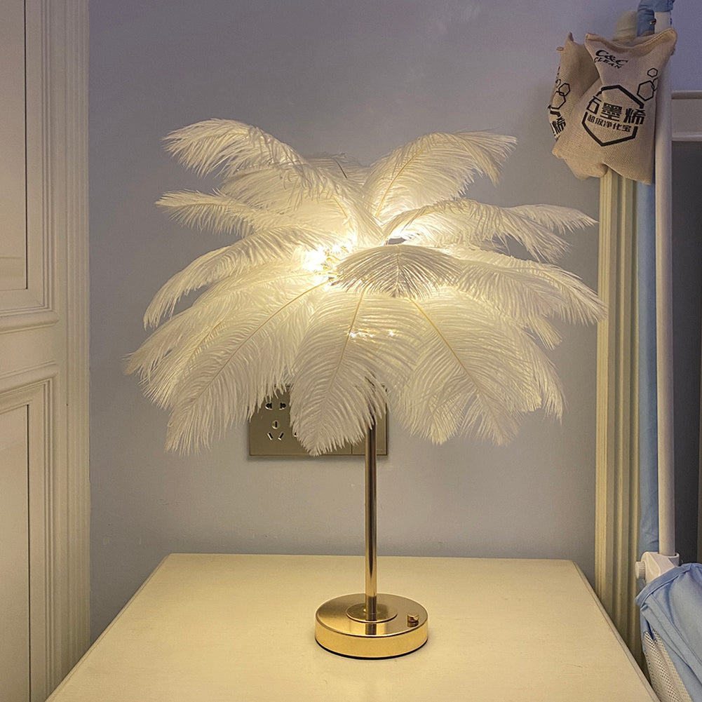 Feathra - fjerbordslampe