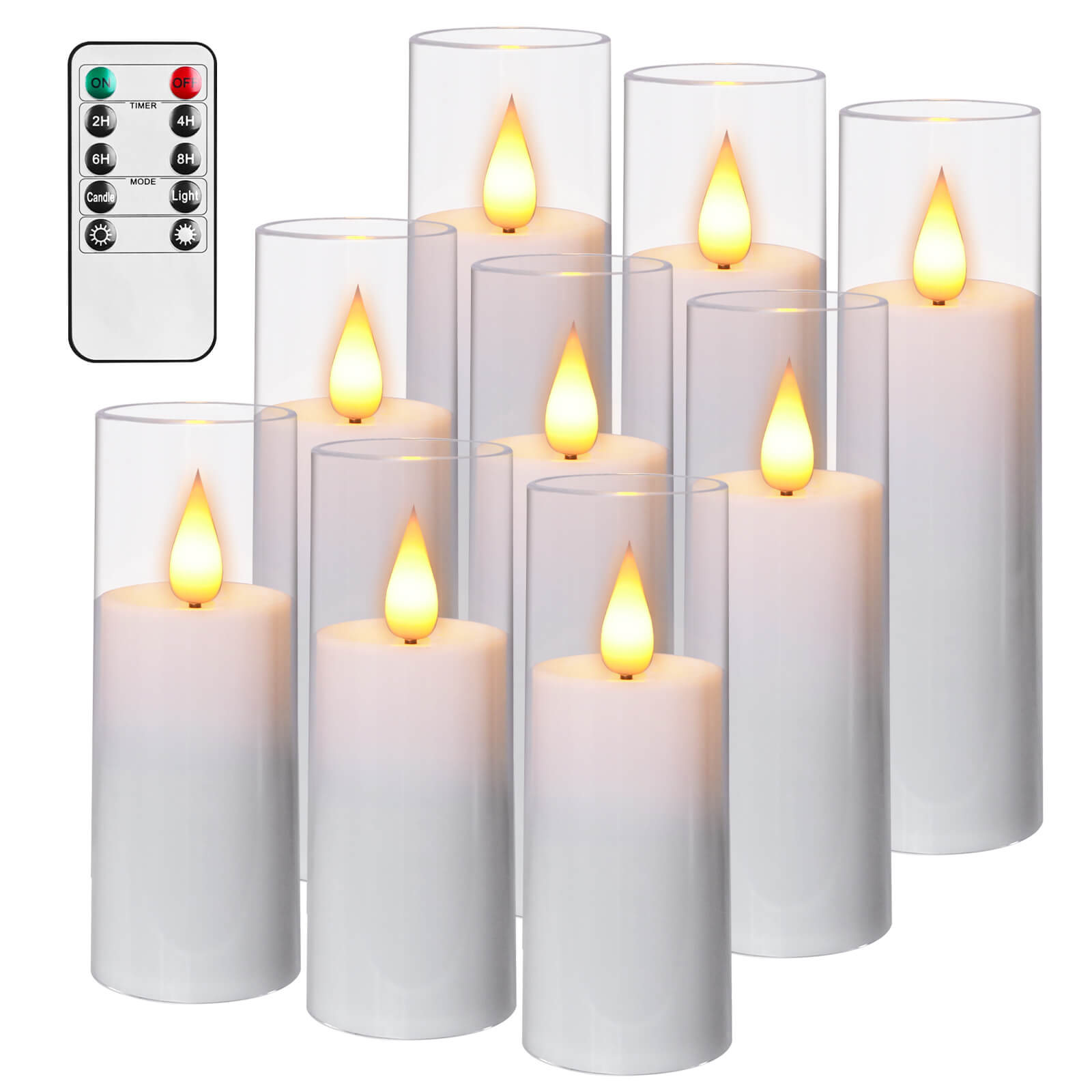 Sæt med 3 LED-lys i klart glas