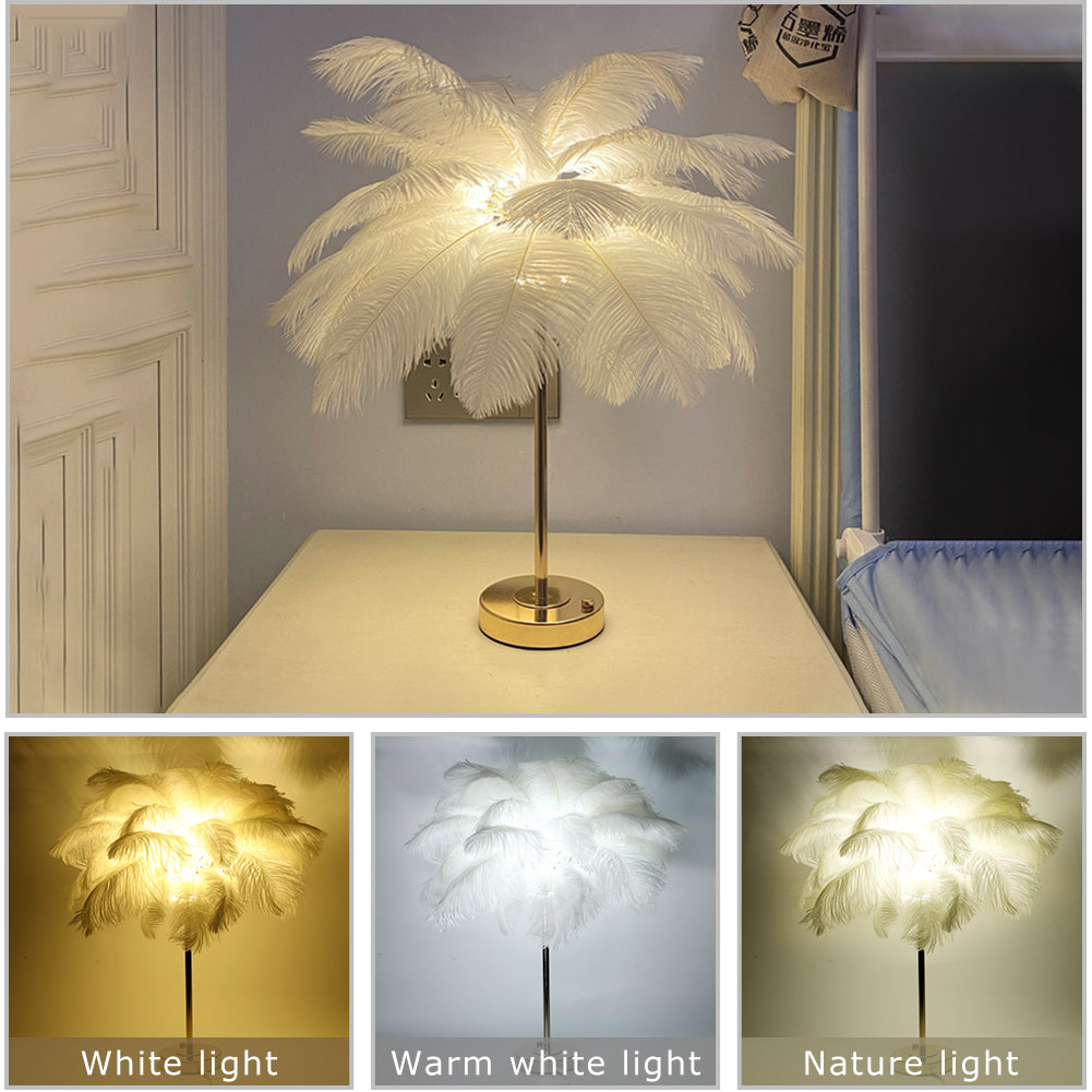 Feathra - fjerbordslampe